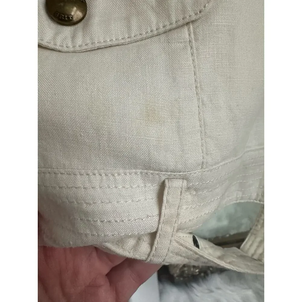 Burberry Brit Patchford Parchment Linen Moto Biker Full Zip Belted Jacket Size 4 - Picture 9 of 14